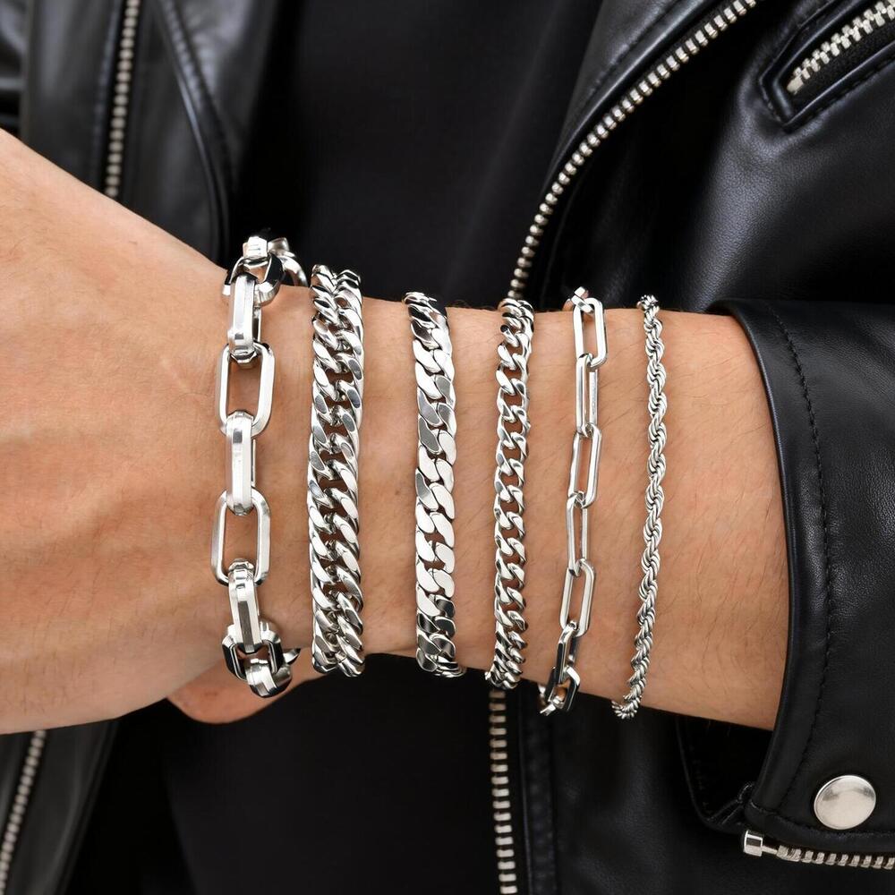 Punk Silver Color Men's Chain  - огляд і ціна Ceramic Link Bracelet
