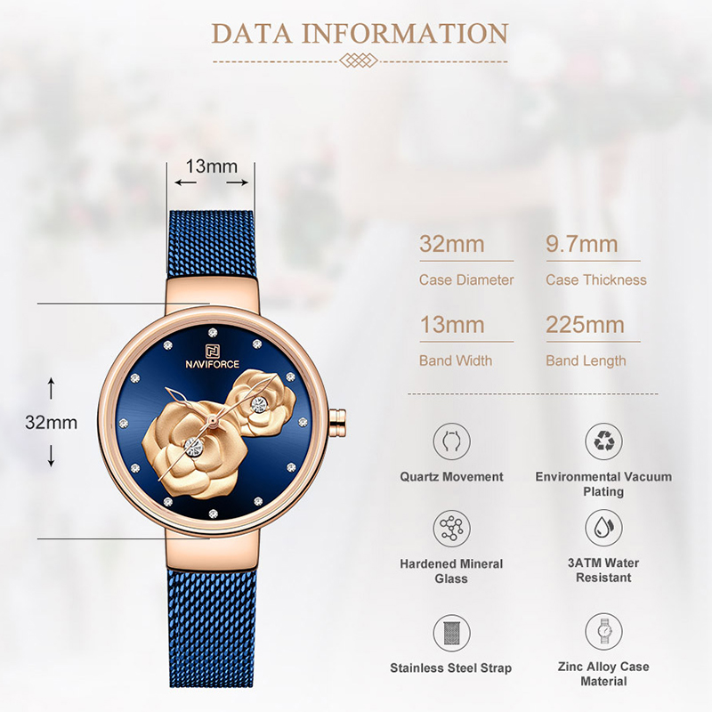 NAVIFORCE Luxury Women's Watch - огляд і ціна Stainless Mesh Band